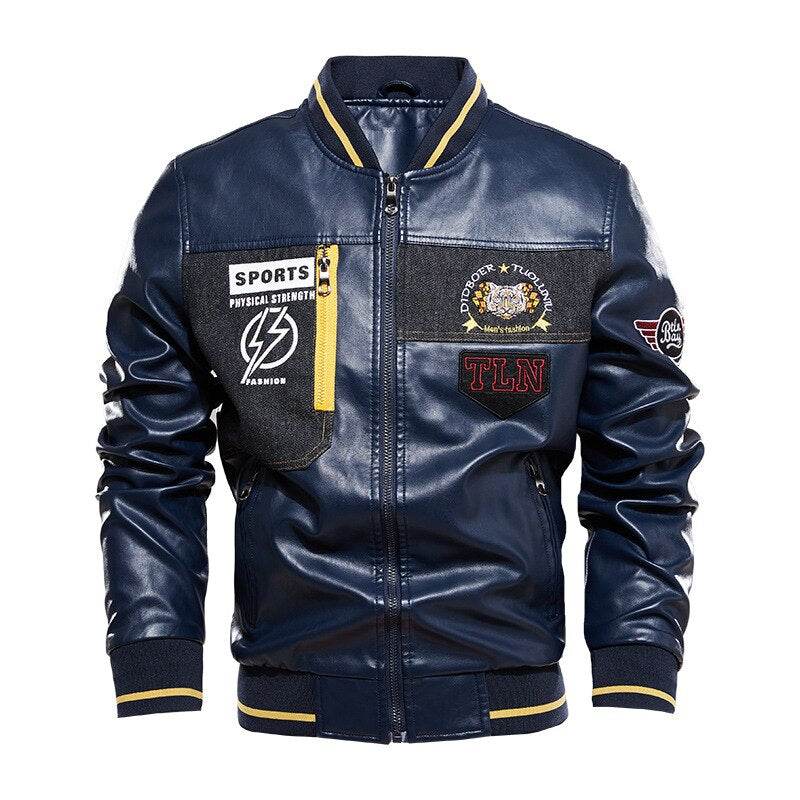 Men's PU Leather Fleece Motorcycle Jacket Allmartdeal