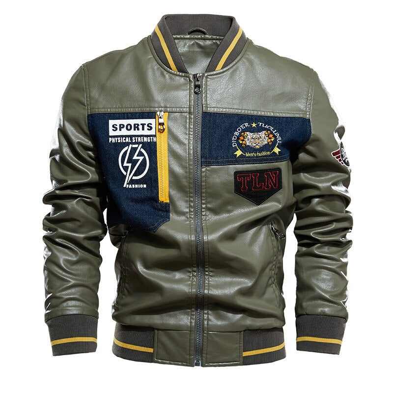 Men's PU Leather Fleece Motorcycle Jacket Allmartdeal