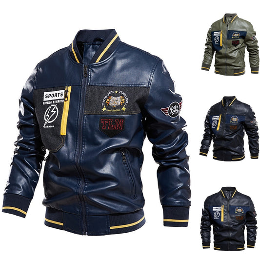 Men's PU Leather Fleece Motorcycle Jacket Allmartdeal