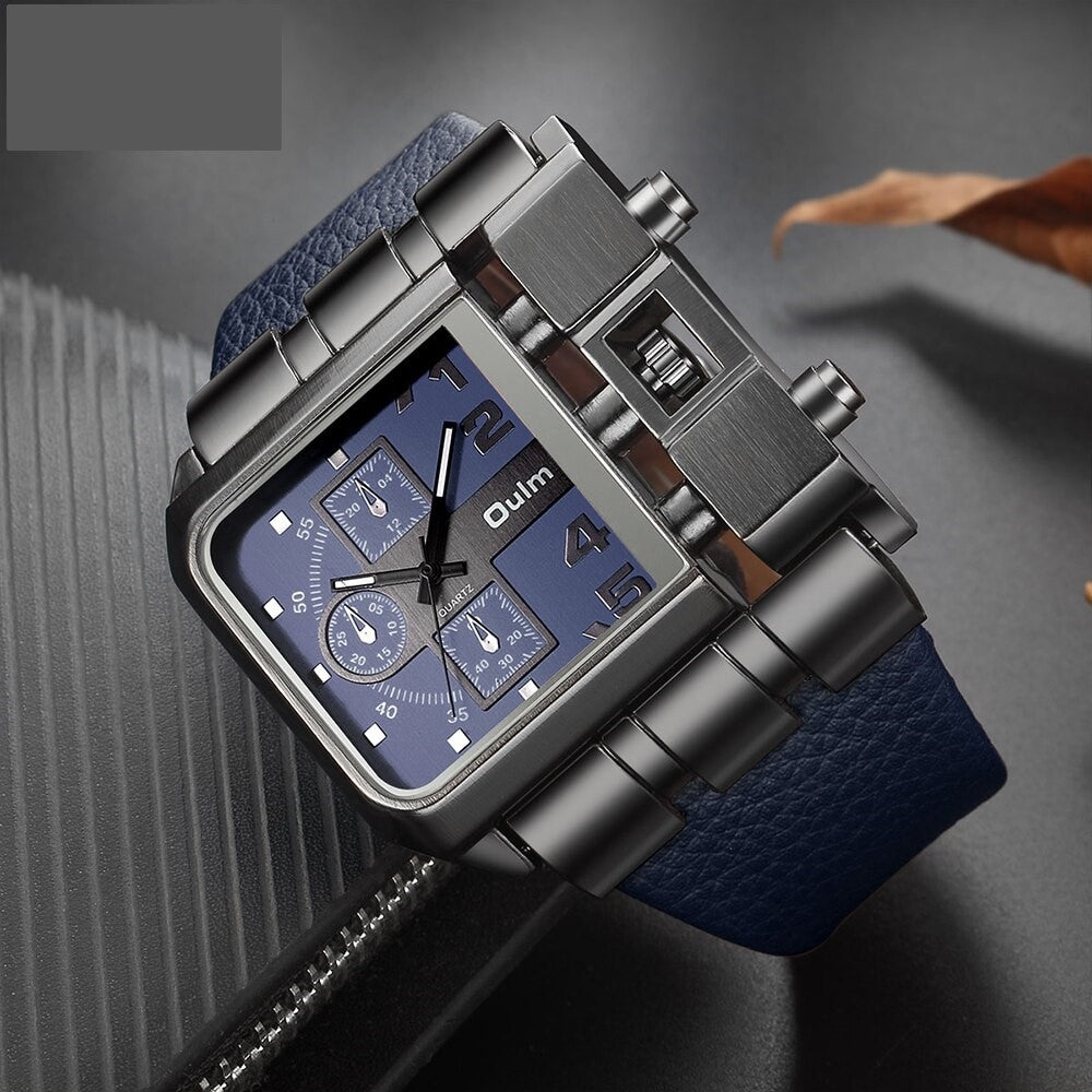 Men's PU Leather Square Dial Quartz Wristwatch Allmartdeal