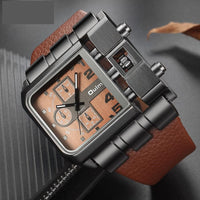 Men's PU Leather Square Dial Quartz Wristwatch Allmartdeal
