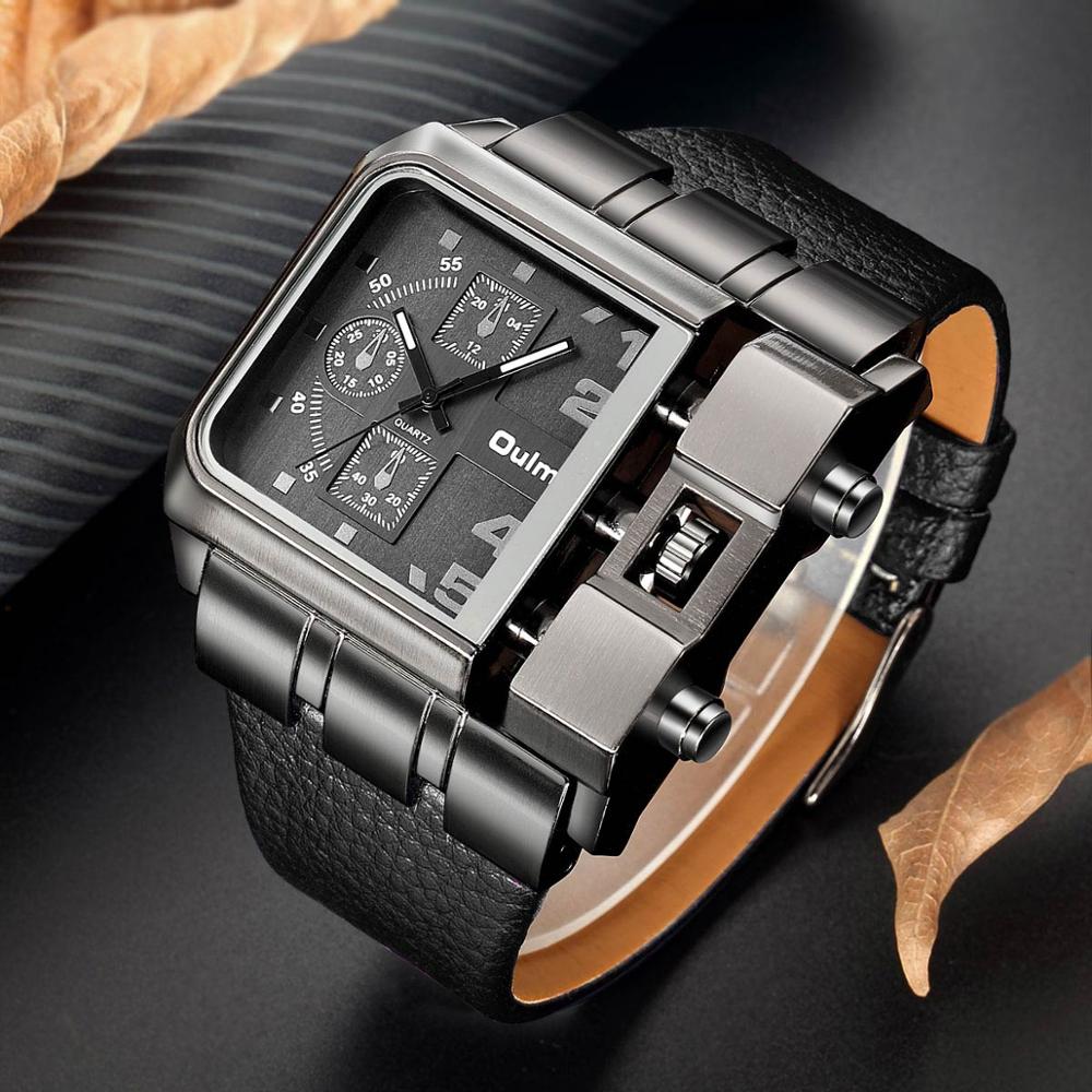 Men's PU Leather Square Dial Quartz Wristwatch Allmartdeal