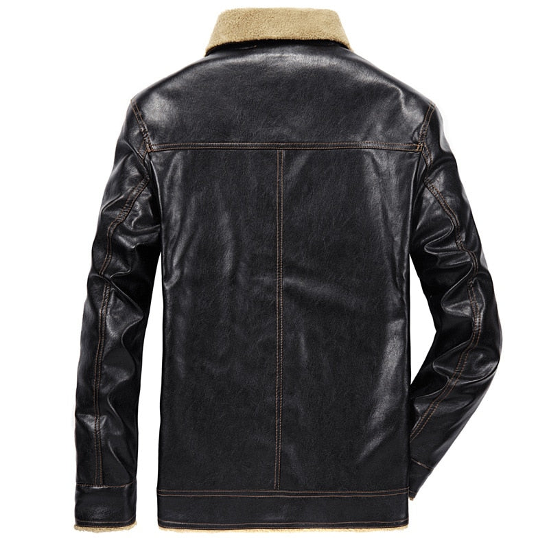 Men's PU Leather Thermal Fur Fleece Jacket Allmartdeal