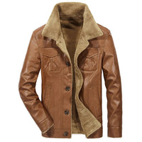 Men's PU Leather Thermal Fur Fleece Jacket Allmartdeal
