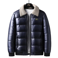 Men's Padded Thermal Windbreaker PU Leather Jacket Allmartdeal