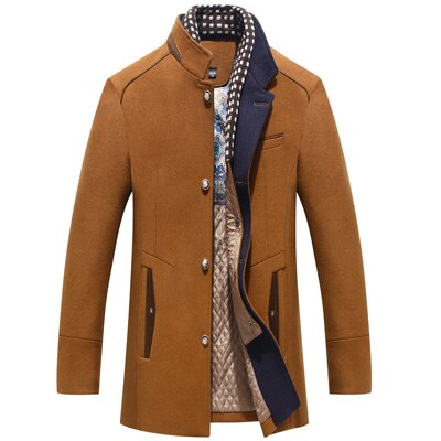 Men's Scarf Collar Cotton Padded Woolen Coat Allmartdeal