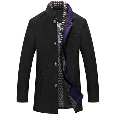 Men's Scarf Collar Cotton Padded Woolen Coat Allmartdeal