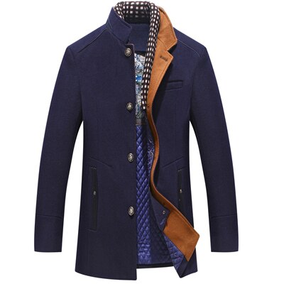 Men's Scarf Collar Cotton Padded Woolen Coat Allmartdeal