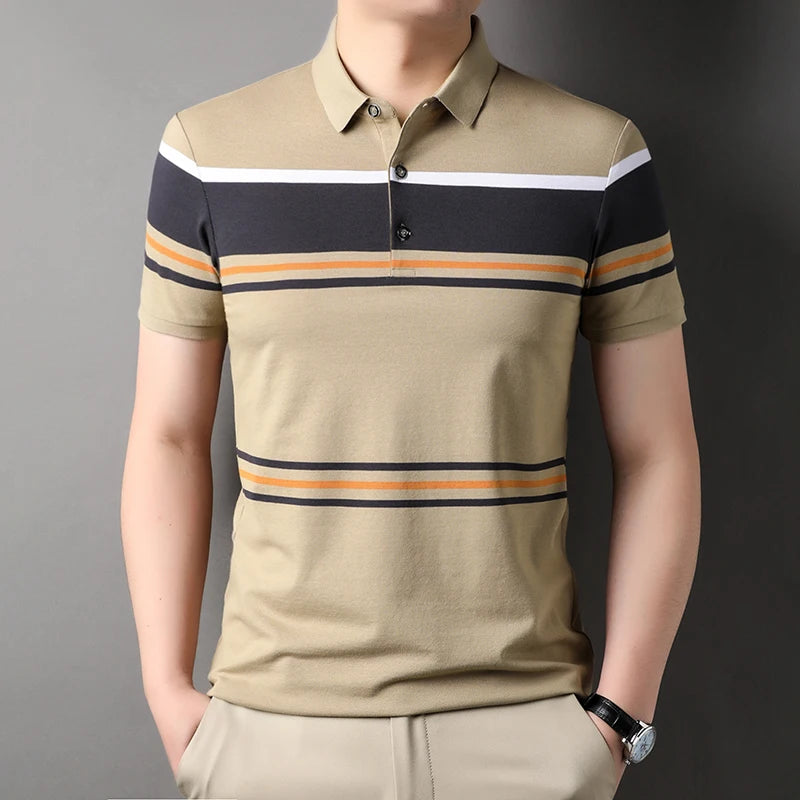 Men's Short Sleeve Stripped Polo Shirt Allmartdeal