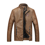 Men's Slim Fit Stand Collar PU Leather Motorcycle Jacket Allmartdeal