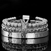 Men's Stainless Steel Crystals Handmade Bracelet Bangle Allmartdeal