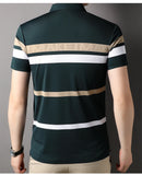 Men's Striped Slim Short Sleeve Polo Shirt Allmartdeal