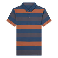 Men's Striped Turn Down Collar Polo Shirt Allmartdeal