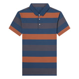 Men's Striped Turn Down Collar Polo Shirt Allmartdeal