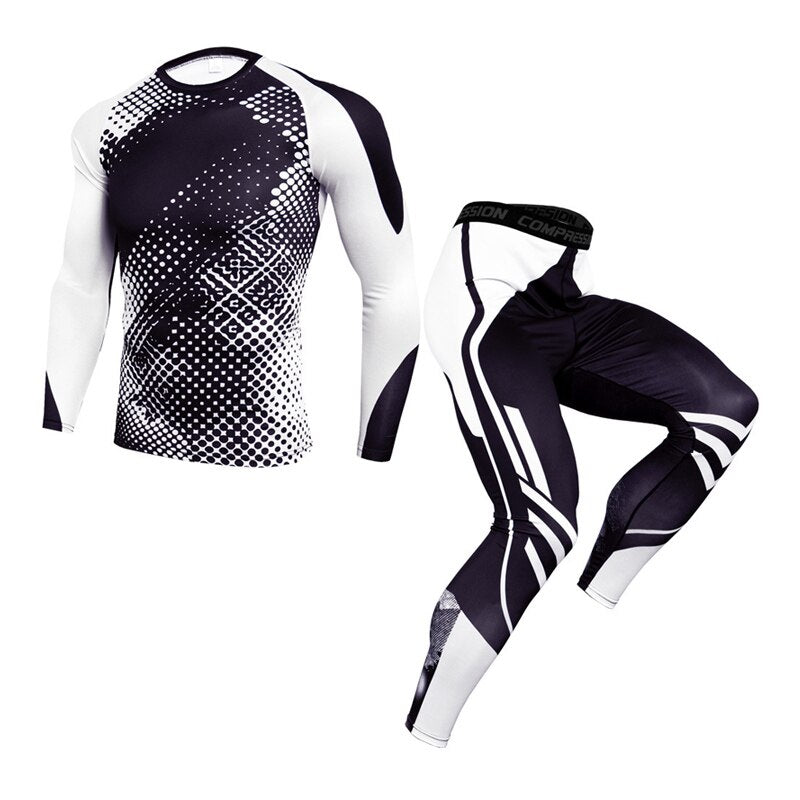 Men's Thermal Compression Fitness Training Suit Allmartdeal