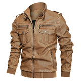 Men's Vintage PU Leather Bomber Jacket Allmartdeal