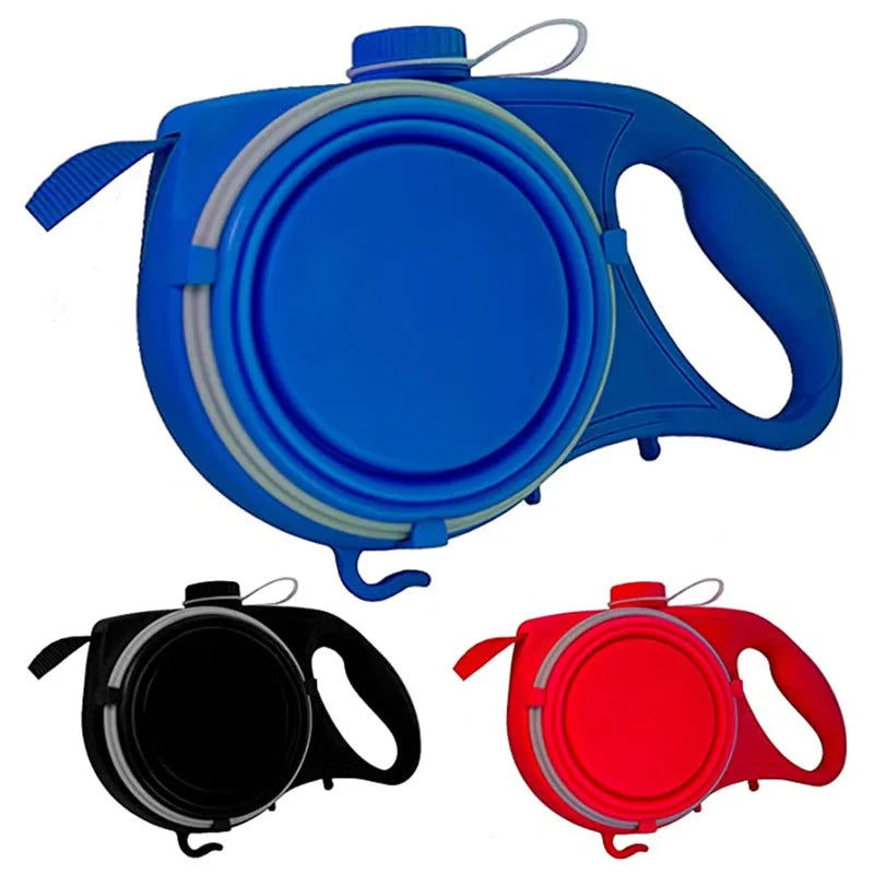 Multifunction Dog Leash with Built-In Water Bottle Bowl Waste Bag Dispenser Allmartdeal