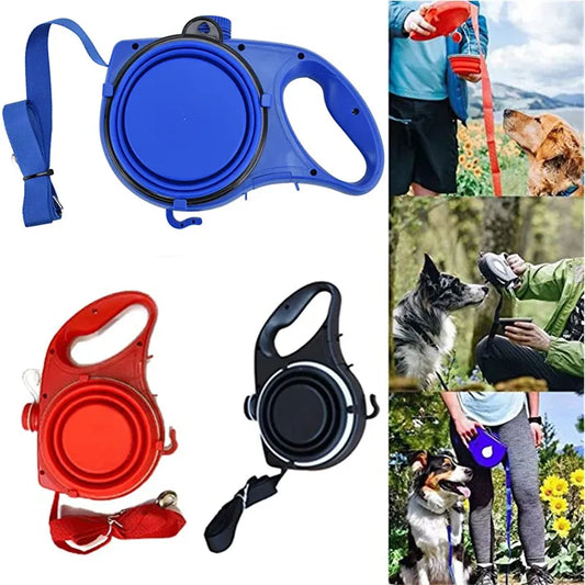 Multifunction Dog Leash with Built-In Water Bottle Bowl Waste Bag Dispenser Allmartdeal