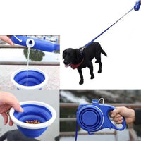 Multifunction Dog Leash with Built-In Water Bottle Bowl Waste Bag Dispenser Allmartdeal