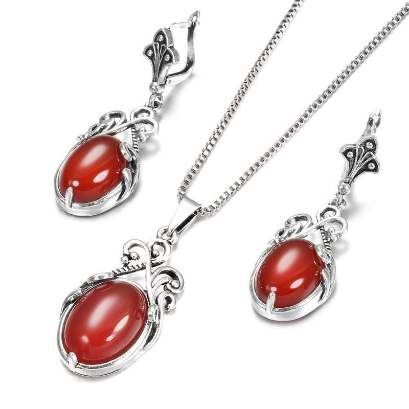 Natural Stone Necklace Earring Jewelry Set Allmartdeal