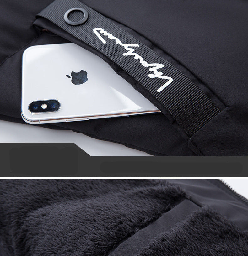 Men's Cotton Fleece Fur Hooded Windbreaker Jacket
