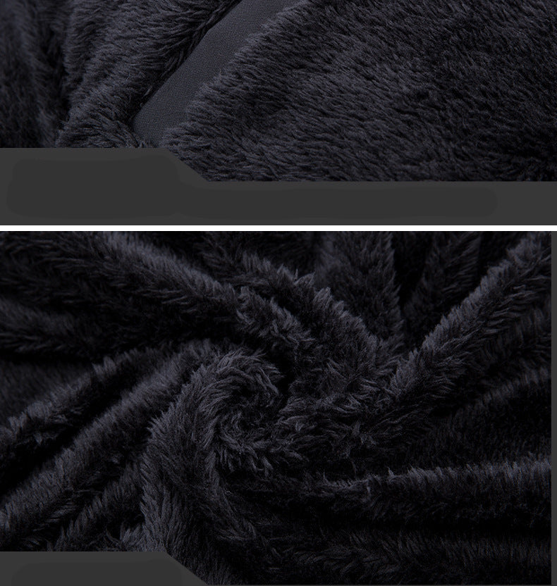 Men's Cotton Fleece Fur Hooded Windbreaker Jacket