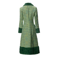 Women's Long Sleeve Collar Plaid Woolen Coat