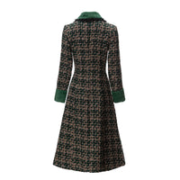 Women's Long Sleeve Studded Lapel Woolen Coat