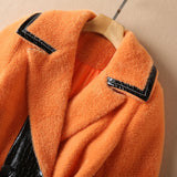 Women's Long Sleeve Belt Carved Wool Coat