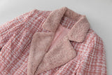 Women's Long Sleeve Collar Plaid Woolen Coat