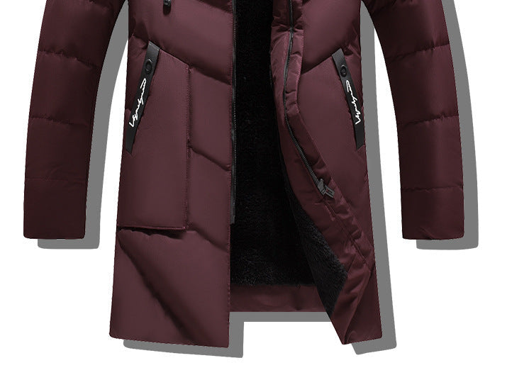 Men's Cotton Fleece Fur Hooded Windbreaker Jacket
