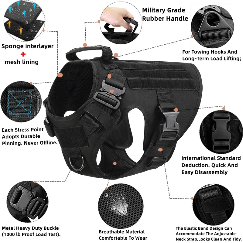 Pet German Shepherd K9 Tactical Military Vest Harness and Leash Set Allmartdeal