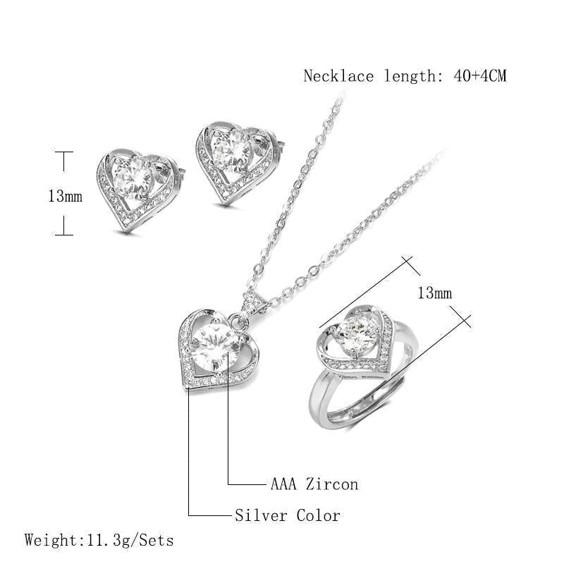 Resizable Gold Sterling Silver Zircon Jewelry Set Allmartdeal