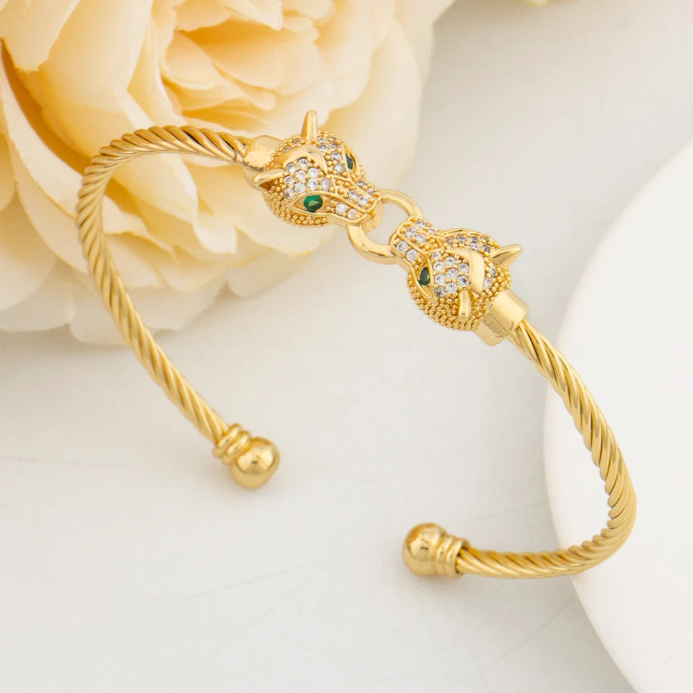 Women's Gold Color Charm White Zircon Bracelet