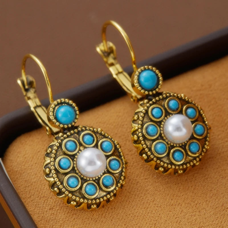 Ladies' Elegant Fashion Green Synthetic Turquoise Earrings