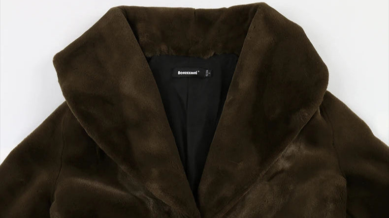 Women's Luxury Elegant Long Faux Sheared Mink Fur Coat