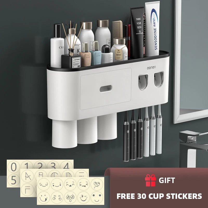 Toothbrush Holder Magnetic Adsorption Inverted Toothpaste Dispenser
