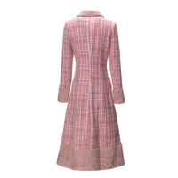 Women's Long Sleeve Collar Plaid Woolen Coat