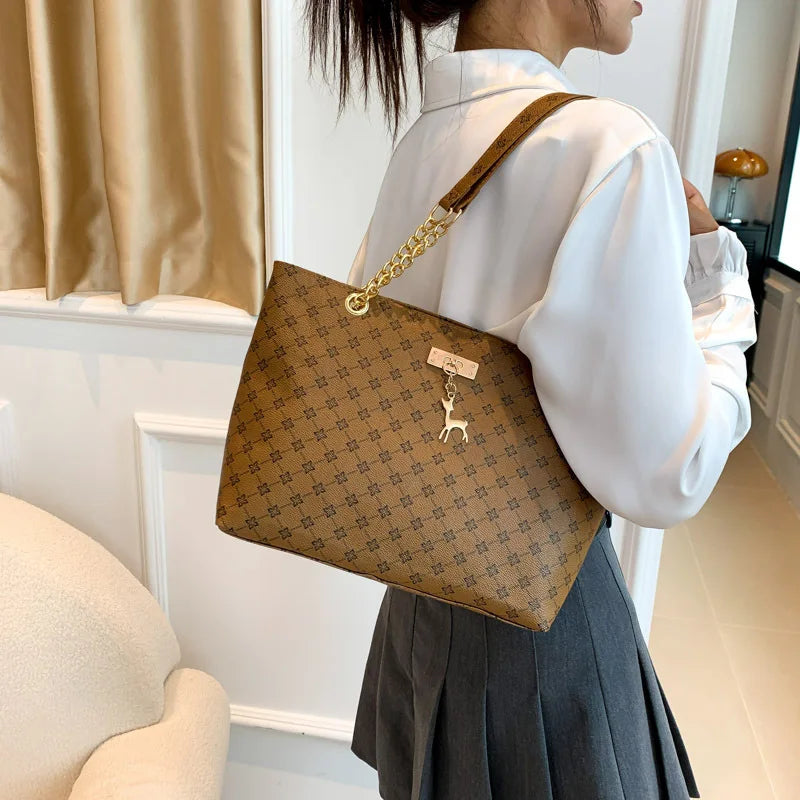 Women's Presbyopia Texture Soft Leather Large Capacity Handbag