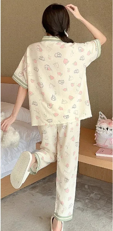 Women 2PCS Casual Classic Sweet Purple Floral Pajamas