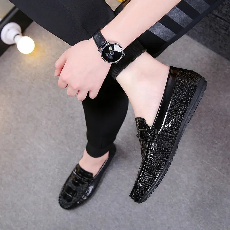 Men's Crocodile Pattern Trendy Breathable Shoes