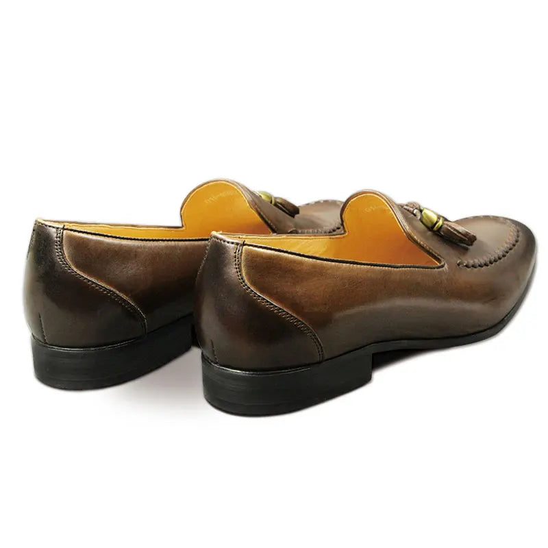 Men's Pure Cowhide Leather Dress Business Loafers Shoes
