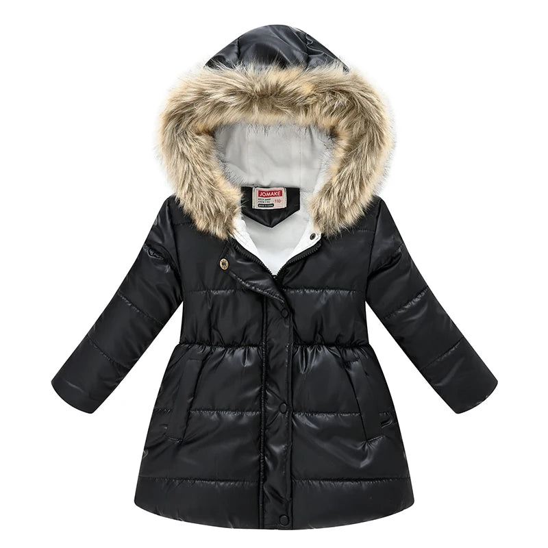 Girls Princess Waterproof Shiny Hooded Jacket