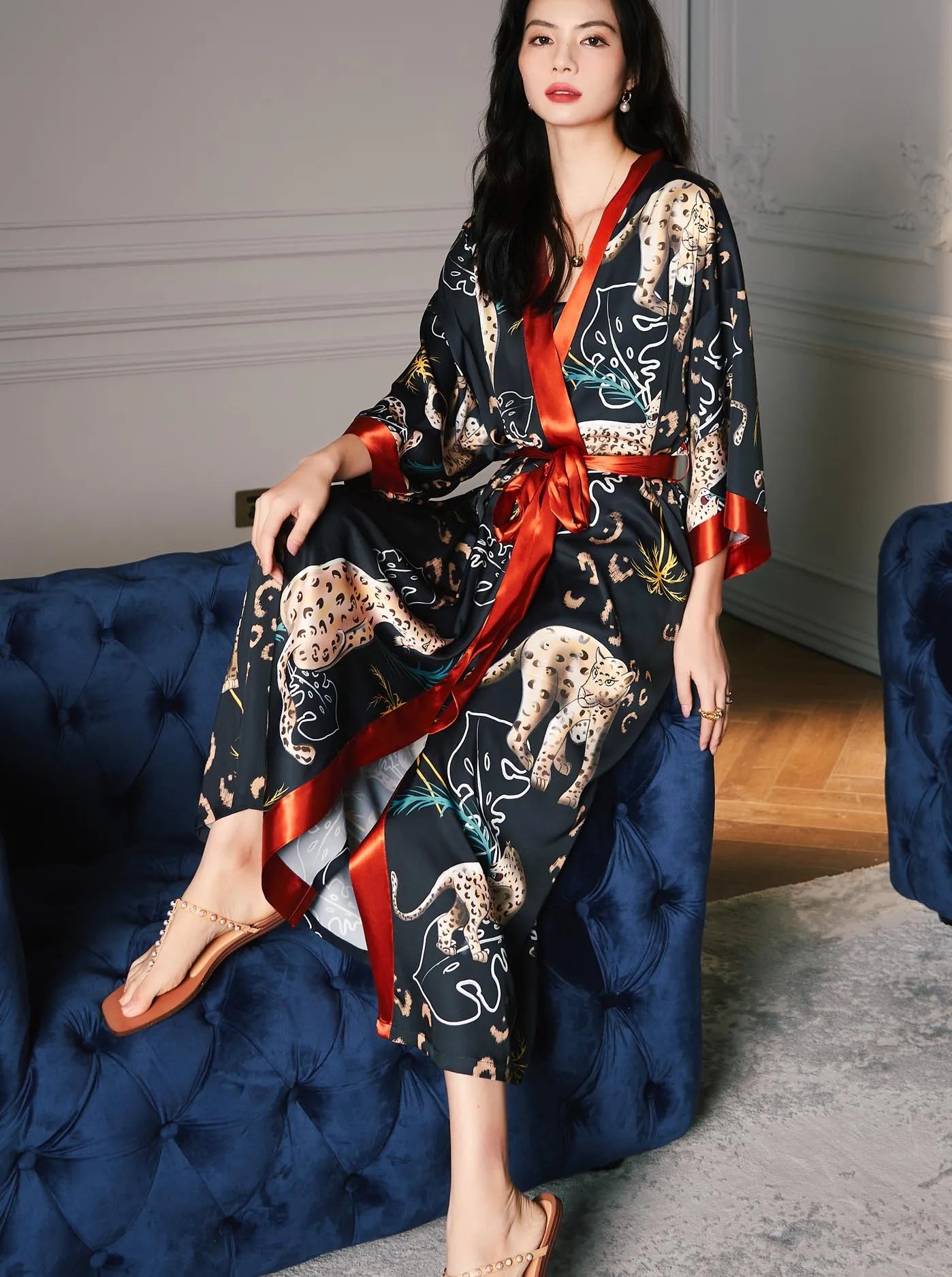 Women's Silk Satin Lightweight Soft Bathrobe Set
