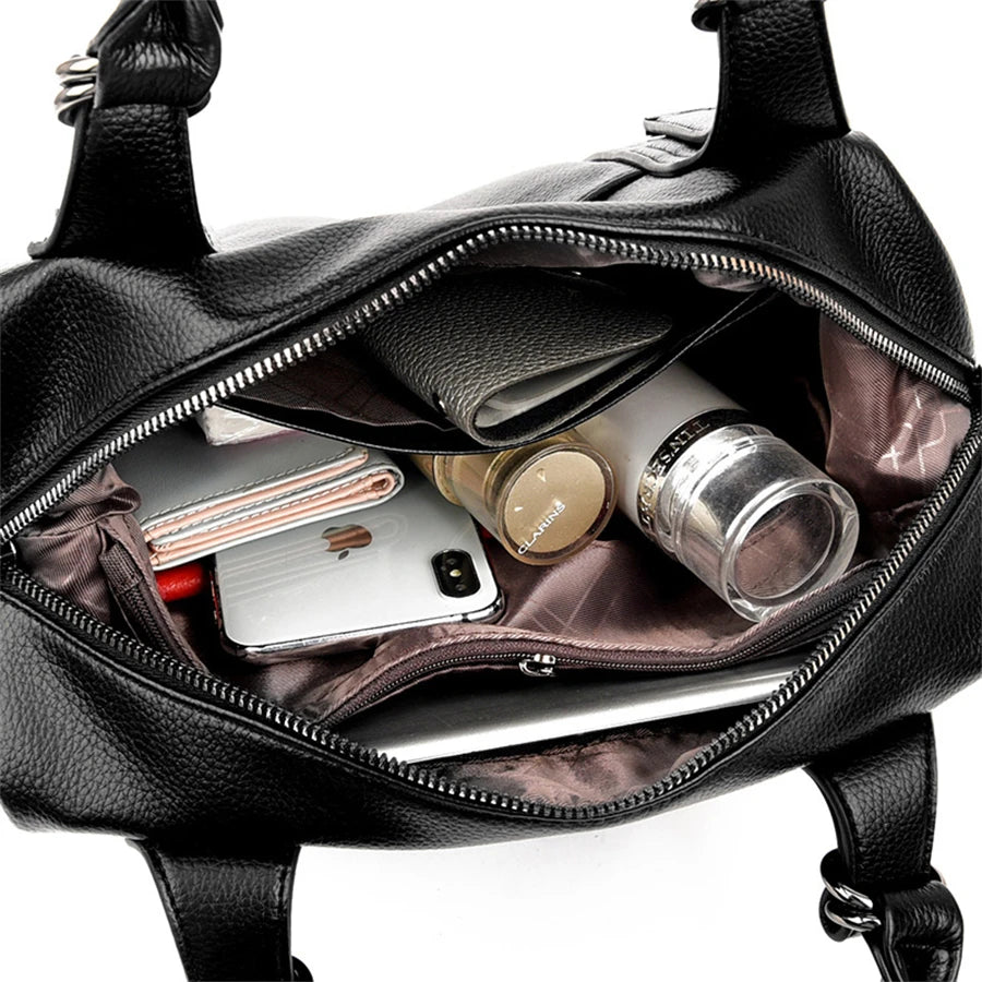 Woman's Luxury Designer Trendy Large Capacity Leather Handbag