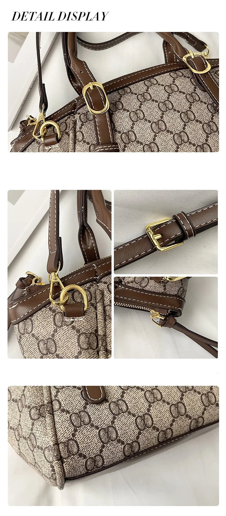 Women's Classic Monogram Print Handheld Satchel Bag