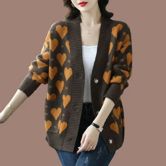 Women's Vintage Luxury Long Sleeve Knitted Sweater Cardigan