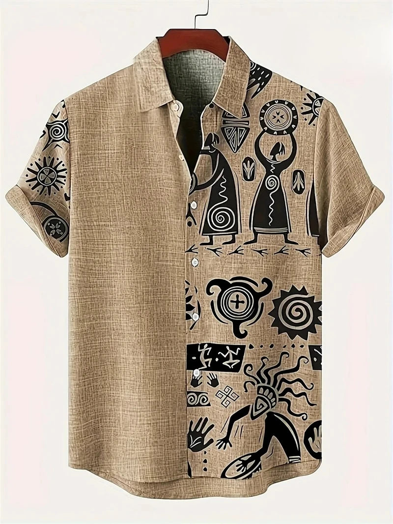 Men's Paisley Graphic Short Sleeved Bohemian T-shirt
