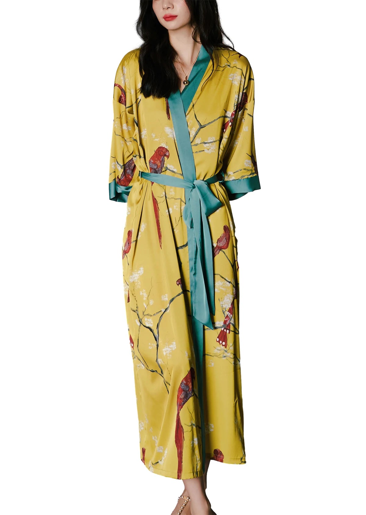 Women's Silk Satin Lightweight Soft Bathrobe Set