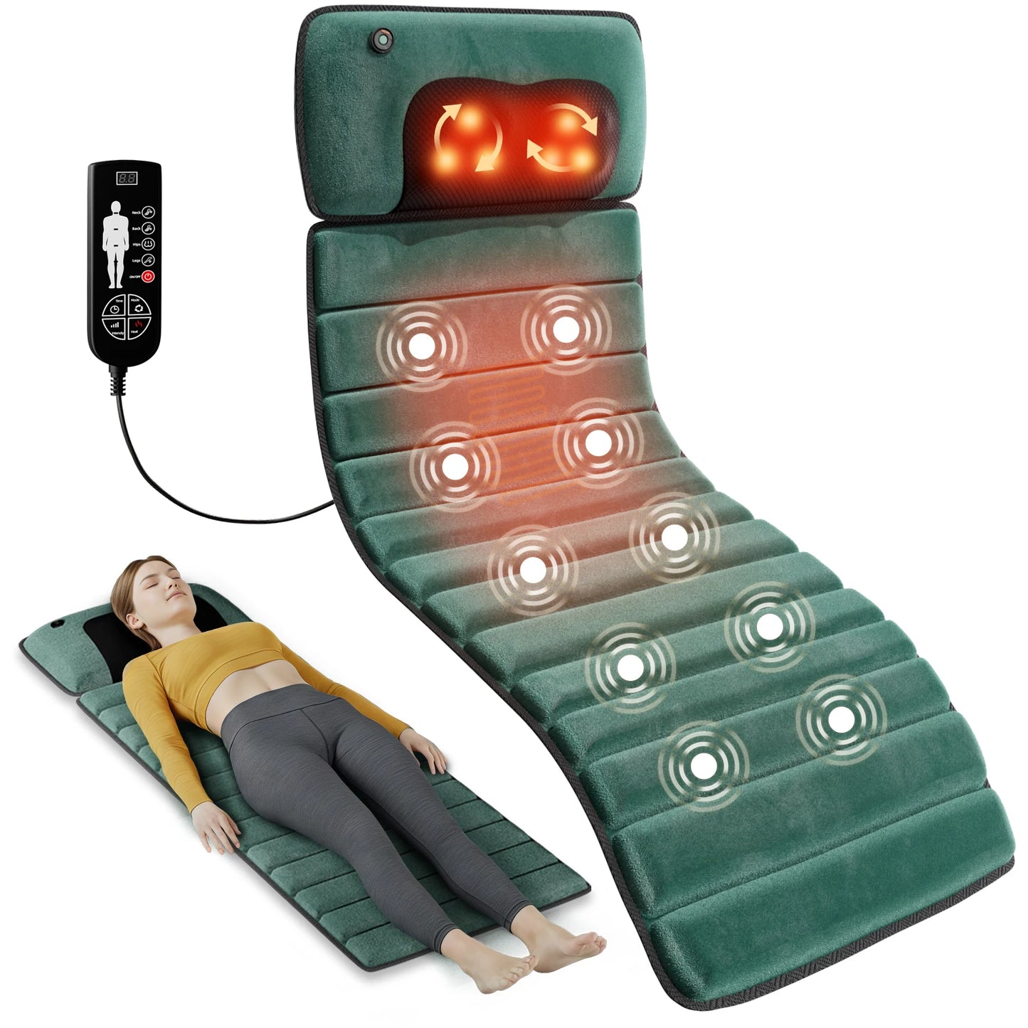 Full Body Massage Mat with Heat Detachable Massager Pad